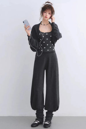 Lyocell Polka Dot Cardigan Camisole Set-Up