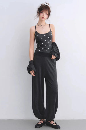 Lyocell Polka Dot Cardigan Camisole Set-Up