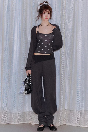 Lyocell Polka Dot Cardigan Camisole Set-Up