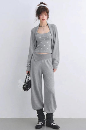 Lyocell Polka Dot Cardigan Camisole Set-Up