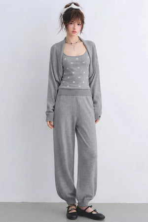 Lyocell Polka Dot Cardigan Camisole Set-Up