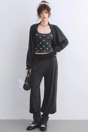 Lyocell Polka Dot Cardigan Set-Up