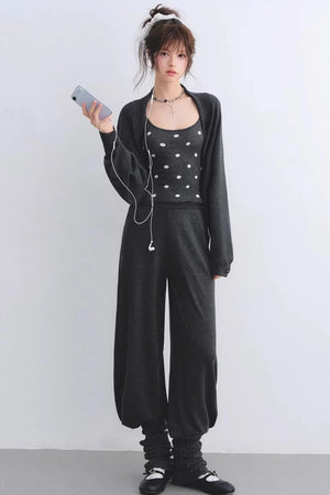 Lyocell Polka Dot Cardigan Set-Up