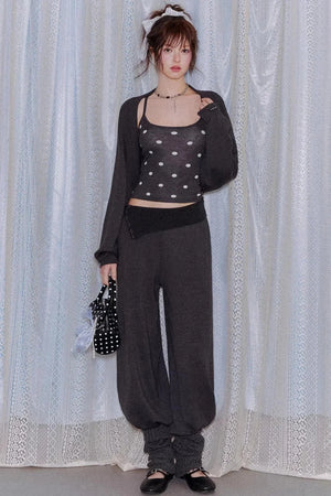 Lyocell Polka Dot Cardigan Set-Up