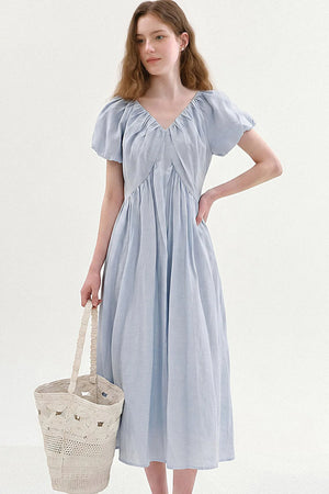 Lyocell Puff Sleeve Dress