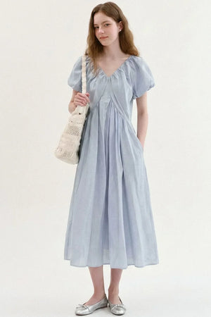 Lyocell Puff Sleeve Dress