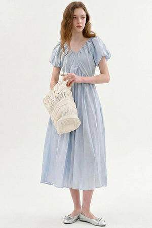 Lyocell Puff Sleeve Dress