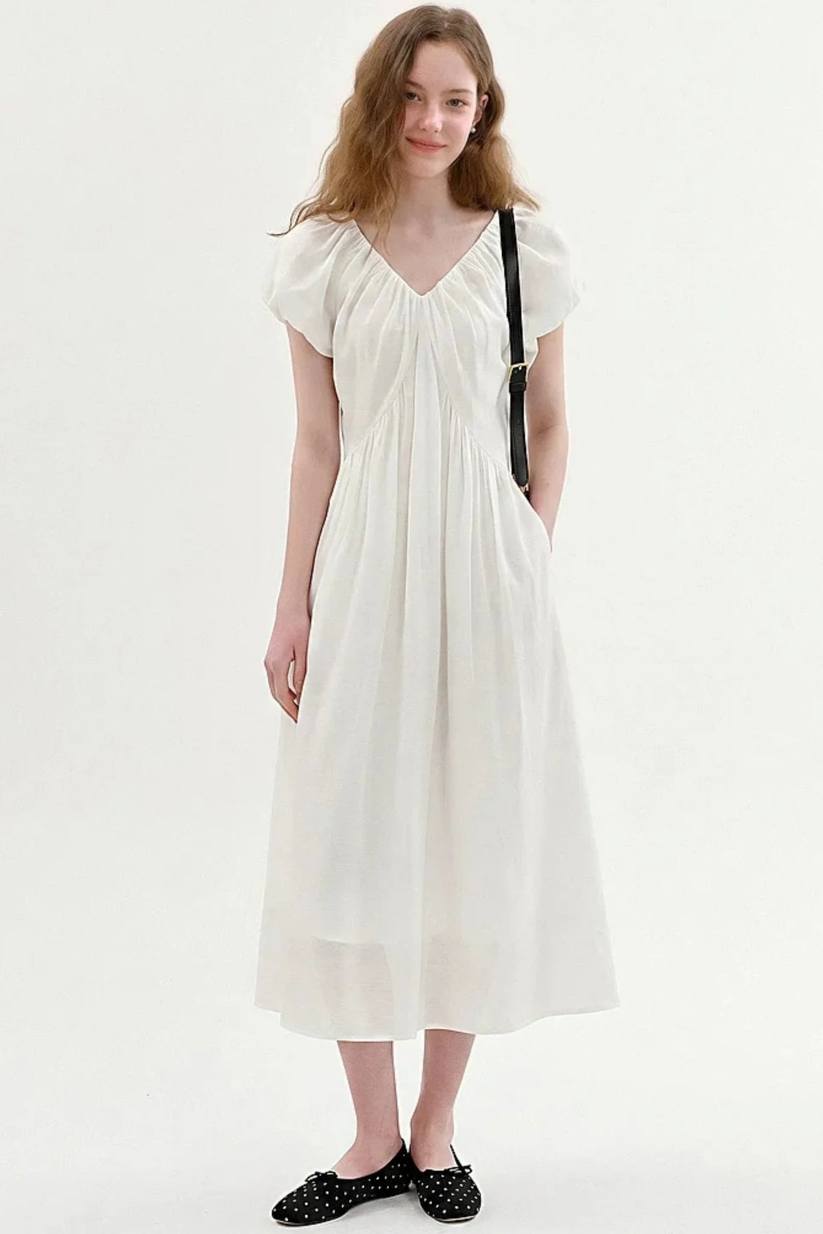 Lyocell Puff Sleeve Dress