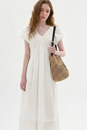 Lyocell Puff Sleeve Dress