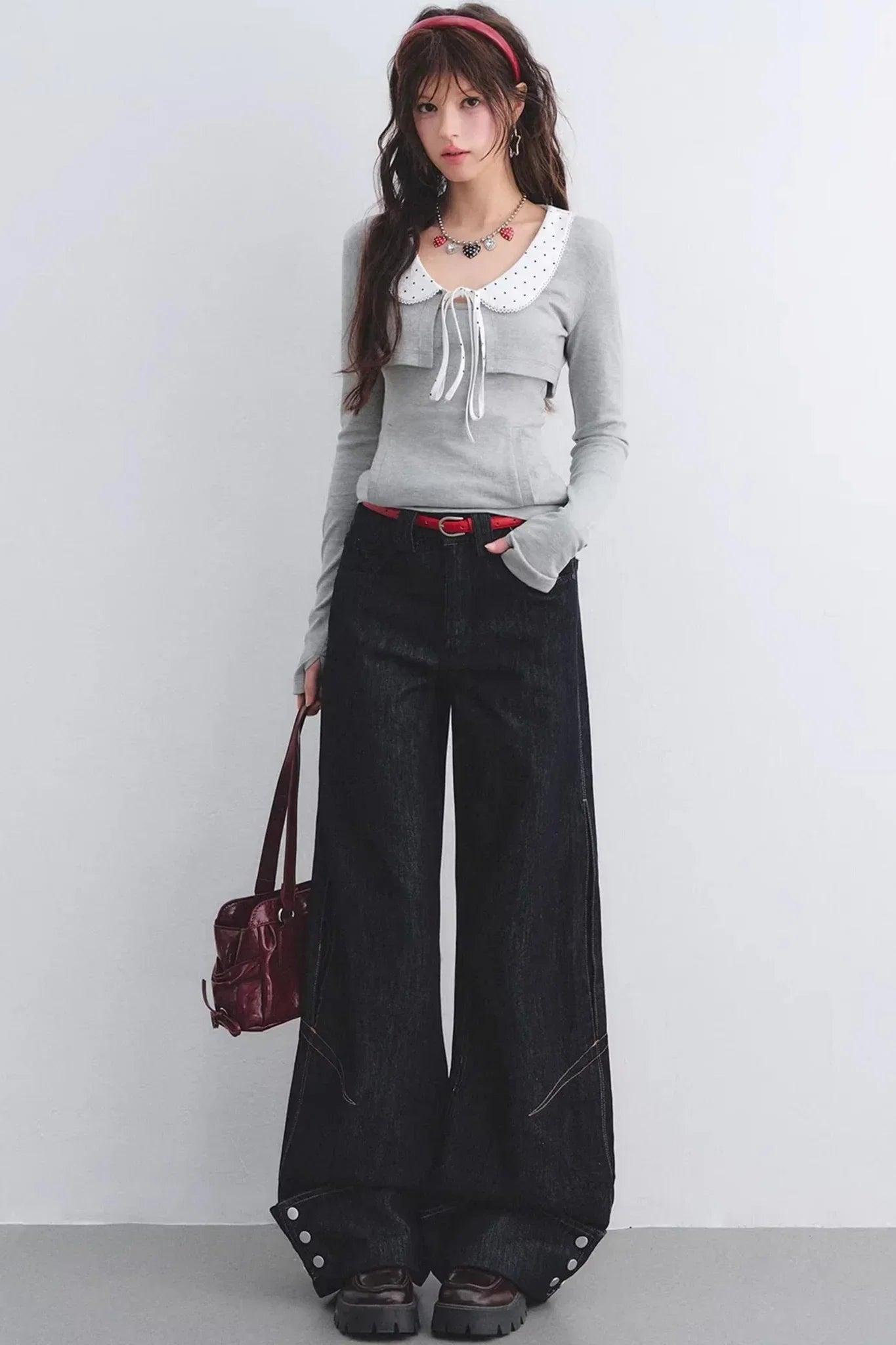 Lyocell Red Belted Pants