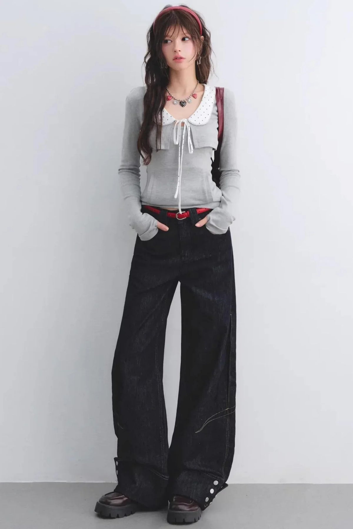 Lyocell Red Belted Pants