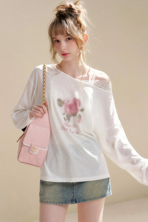 Lyocell Rose Off-Shoulder Blouse