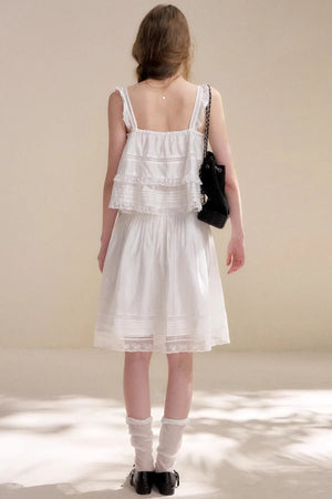 Lyocell Ruffled Lace Top Skirt Set-Up