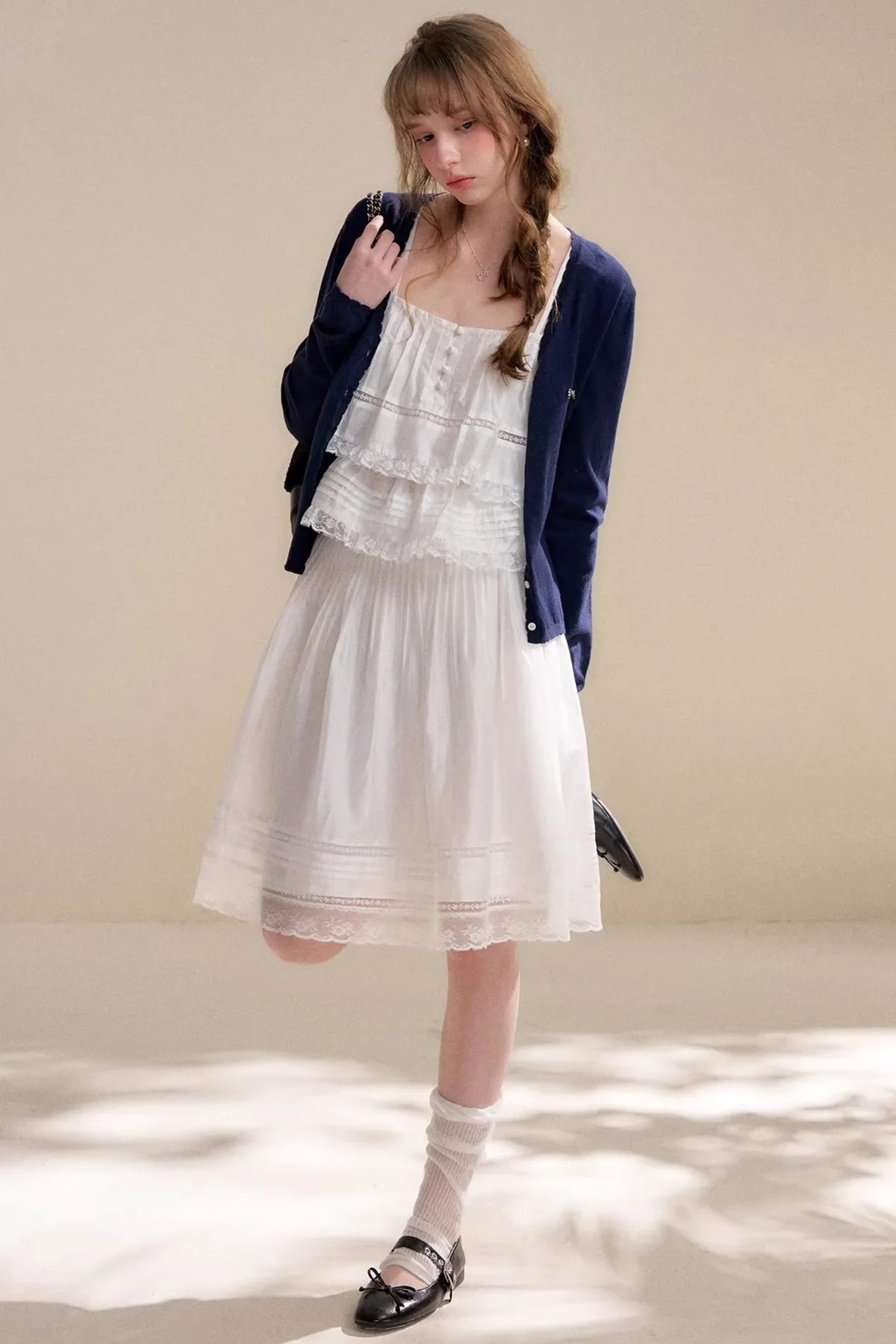 Lyocell Ruffled Lace Top Skirt Set-Up