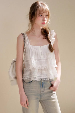 Lyocell Ruffled Lace Top Skirt Set-Up