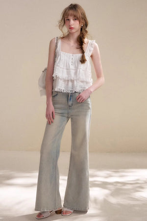 Lyocell Ruffled Lace Top Skirt Set-Up