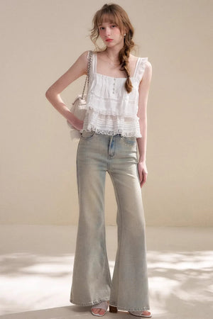 Lyocell Ruffled Lace Top Skirt Set-Up
