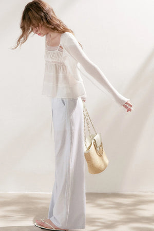 Lyocell Ruffled Tie-Front Cardigan