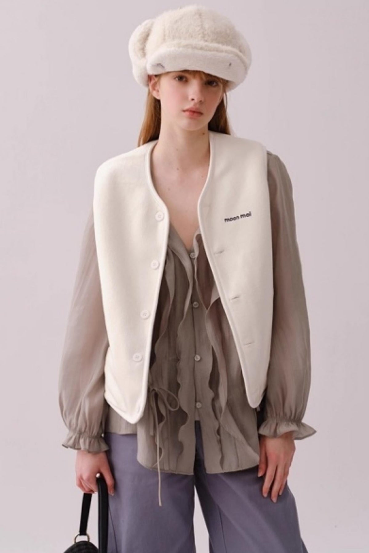 Lyocell Ruffled V-Neck Top