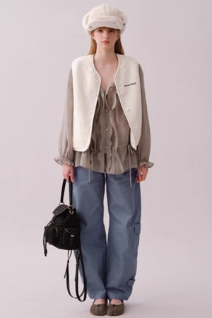 Lyocell Ruffled V-Neck Top
