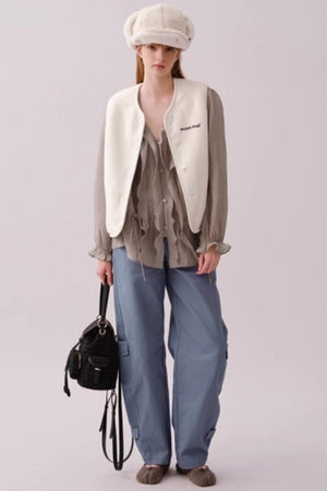 Lyocell Ruffled V-Neck Top