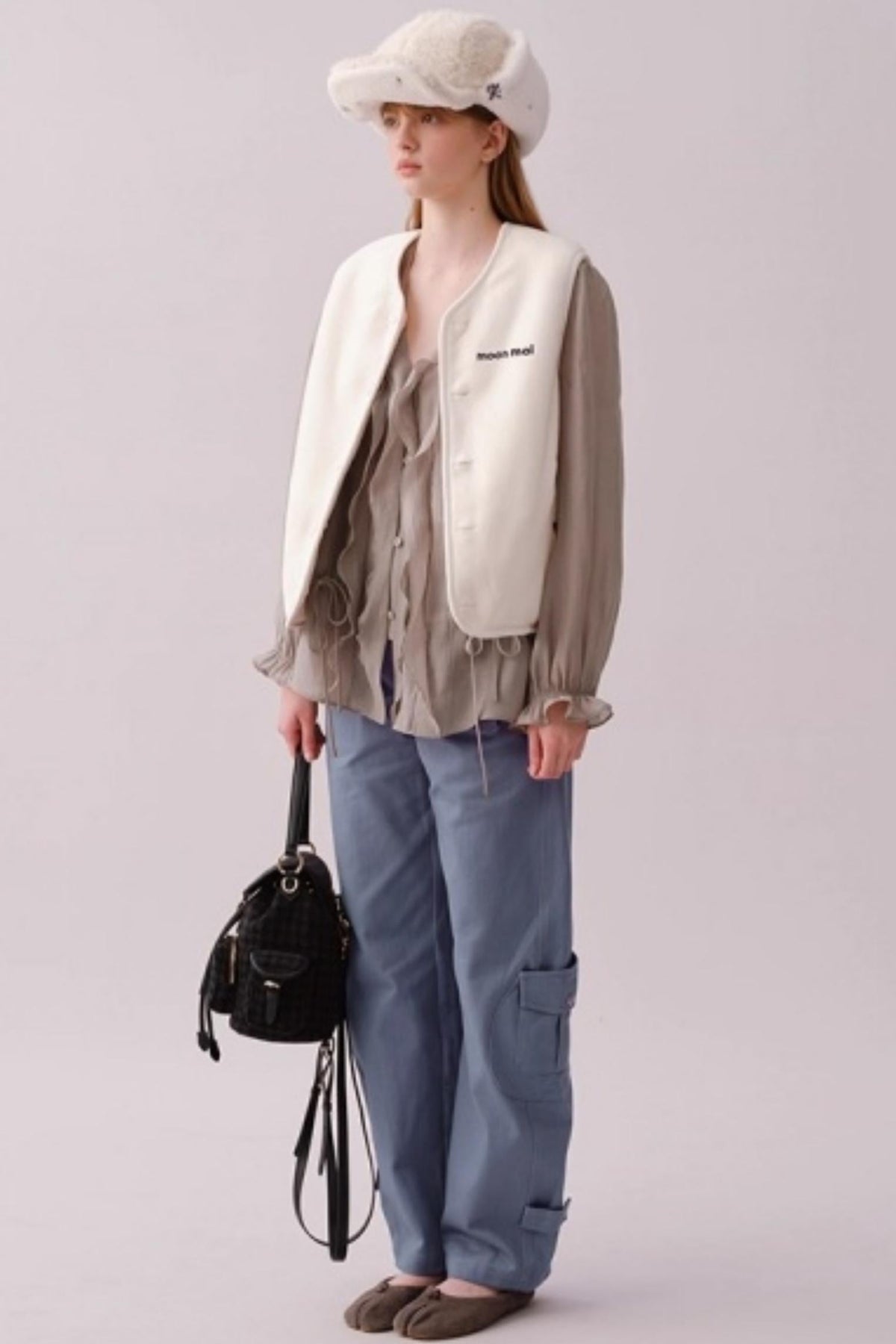 Lyocell Ruffled V-Neck Top