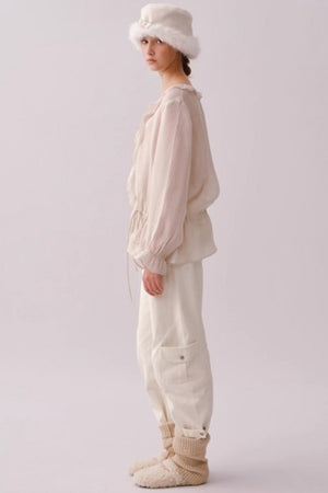 Lyocell Ruffled V-Neck Top