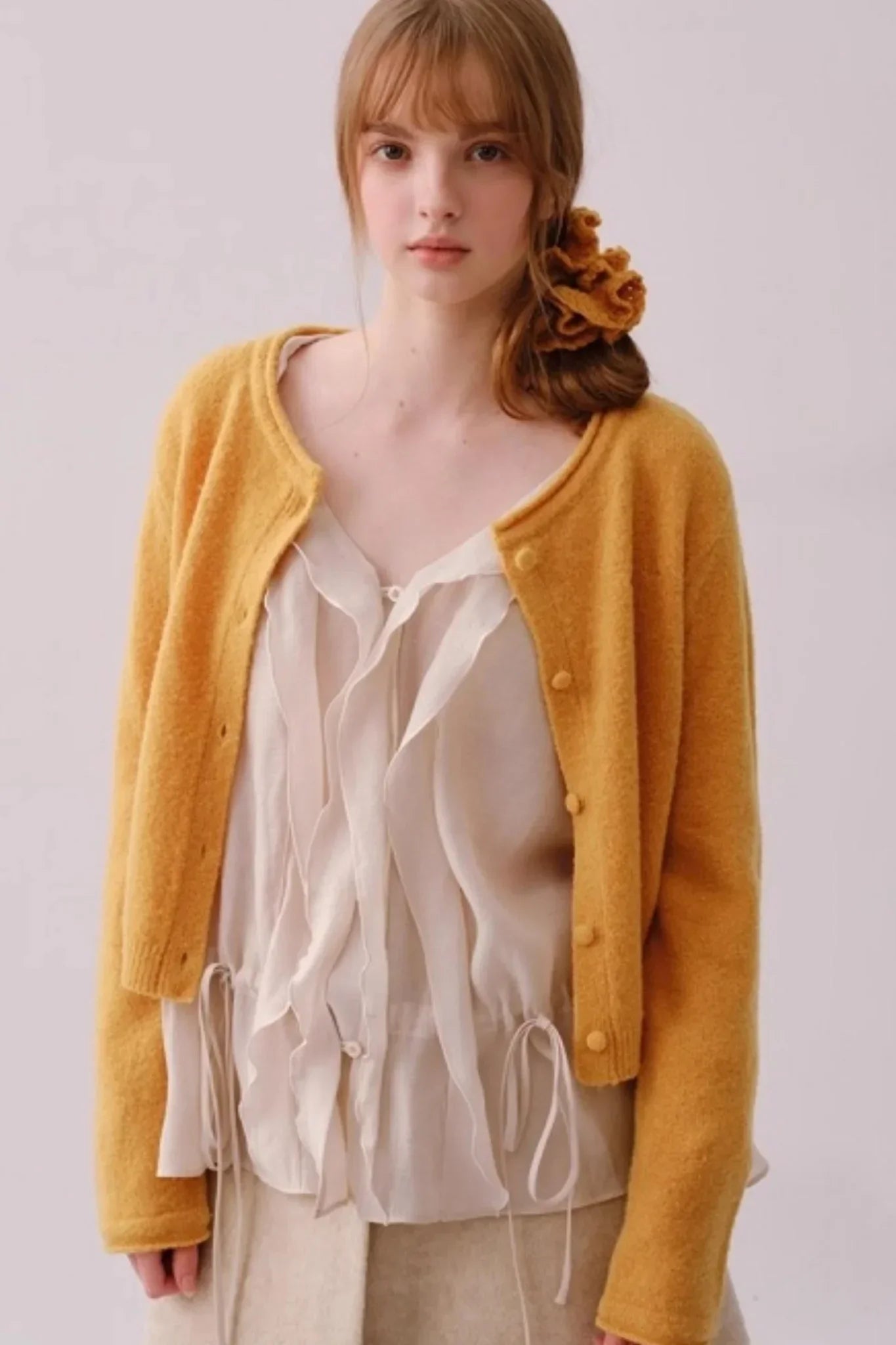 Lyocell Ruffled V-Neck Top