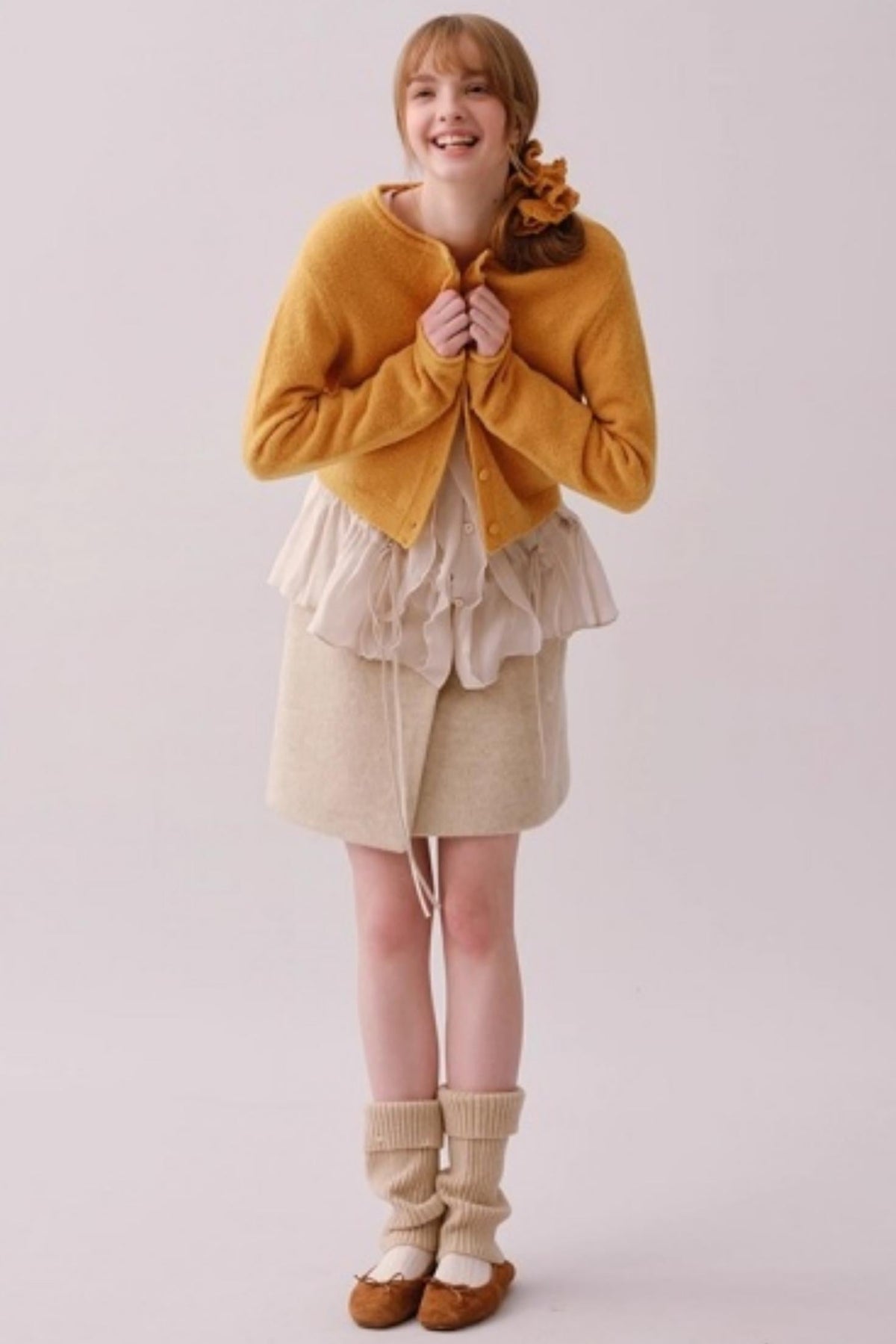 Lyocell Ruffled V-Neck Top