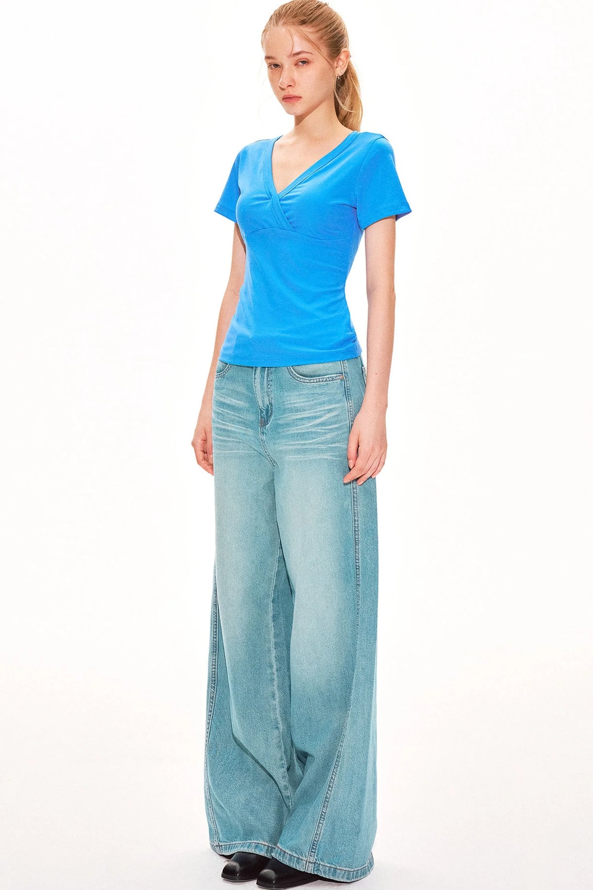 Lyocell Slim-Fit V-Neck Top