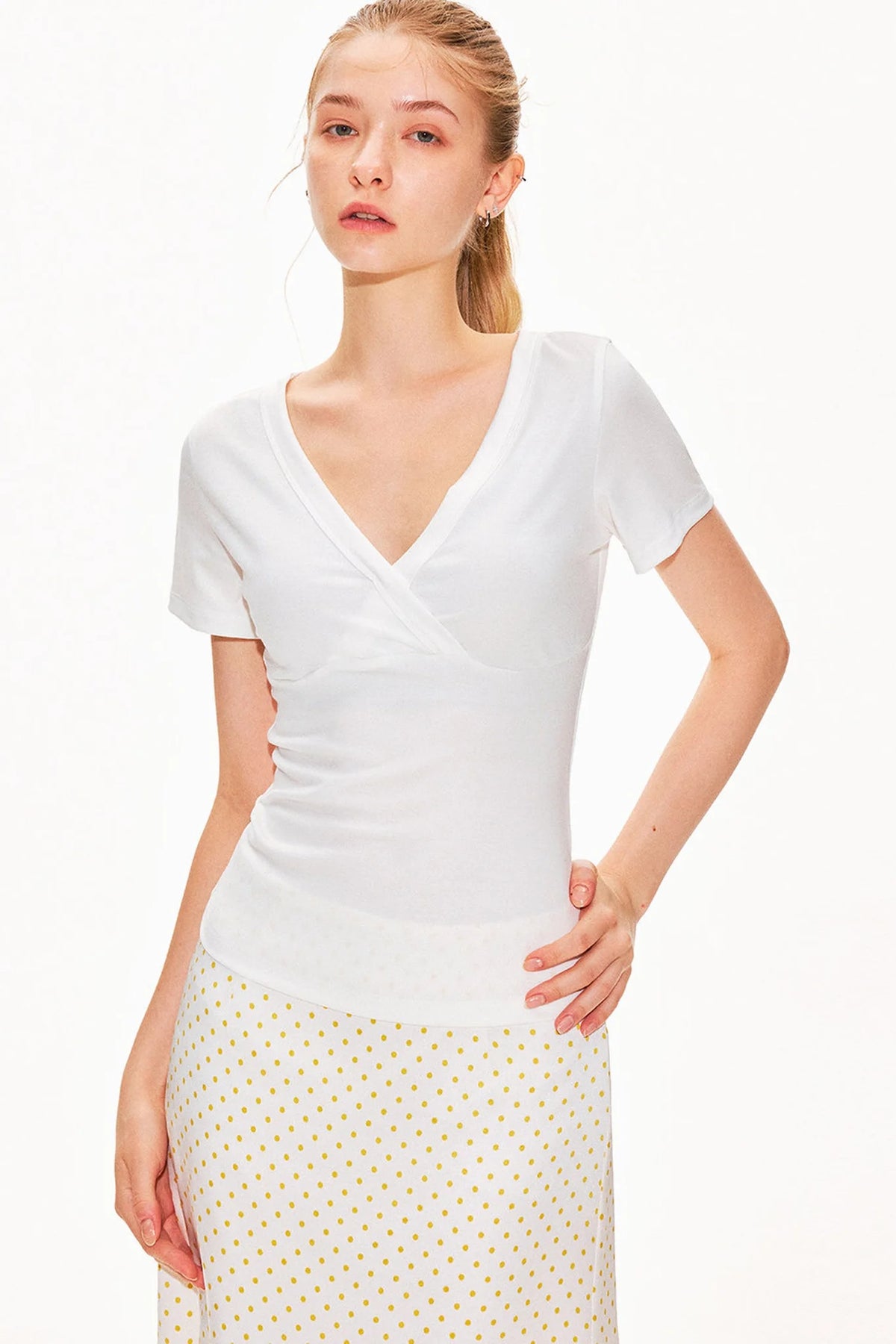 Lyocell Slim-Fit V-Neck Top