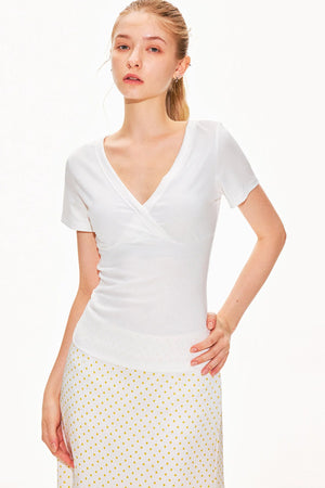 Lyocell Slim-Fit V-Neck Top