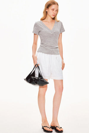 Lyocell Slim-Fit V-Neck Top