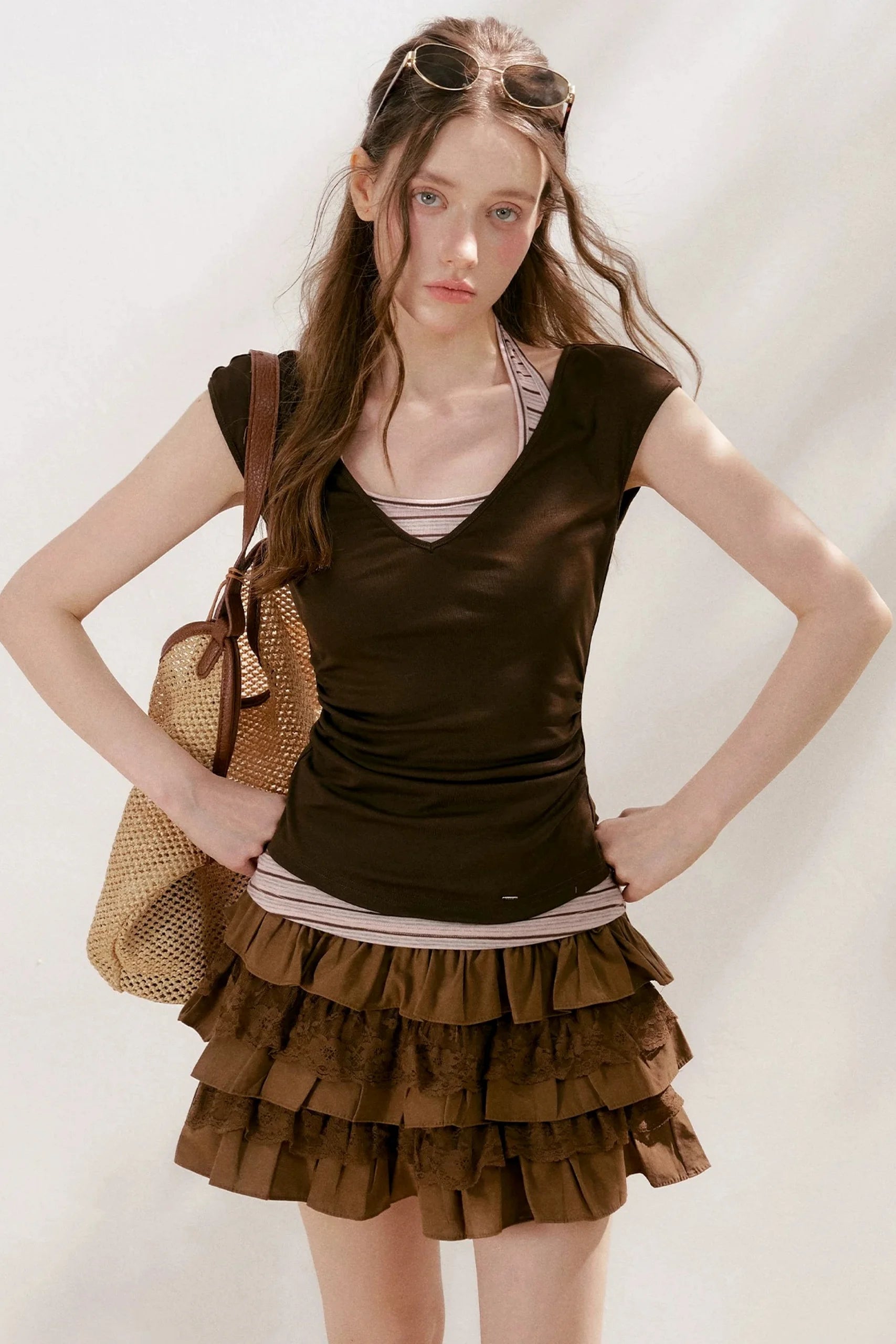 Lyocell Striped Halter Top Set-Up