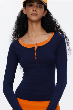 Lyocell Tencel Color-Blocked Sweater