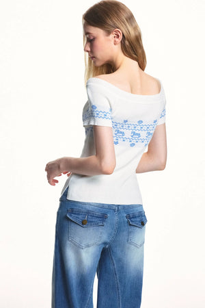 Lyocell Tencel Off-Shoulder T-Shirt