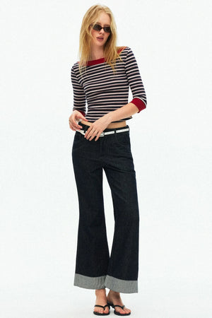 Lyocell Tencel Striped Knit Sweater