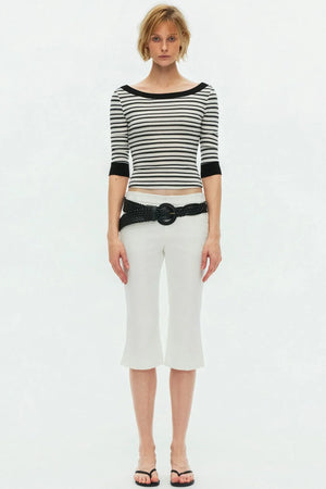 Lyocell Tencel Striped Knit Sweater
