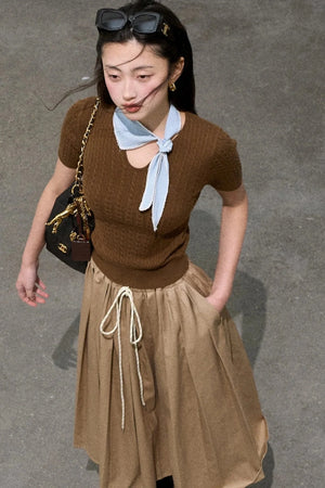 Lyocell Waist Pleated Skirt
