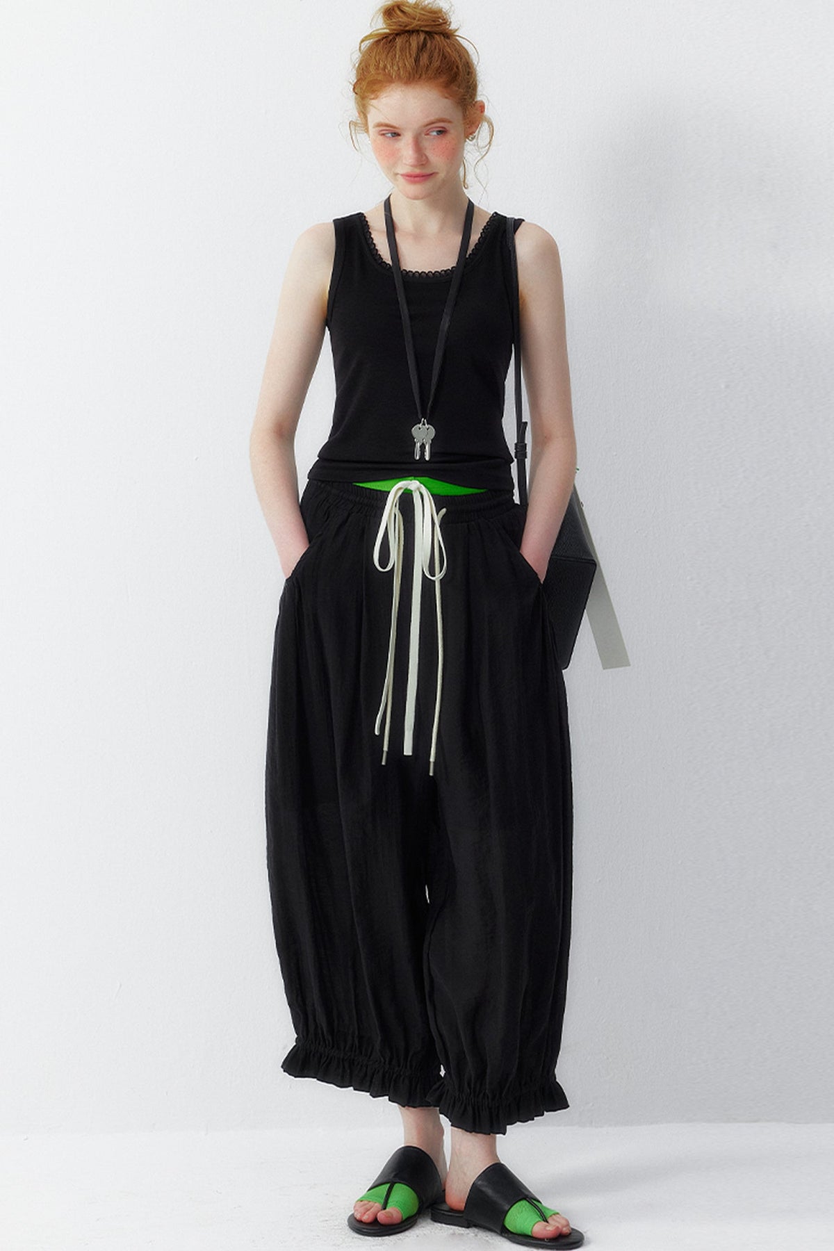 Lyocell Wide Leg Lantern Pants