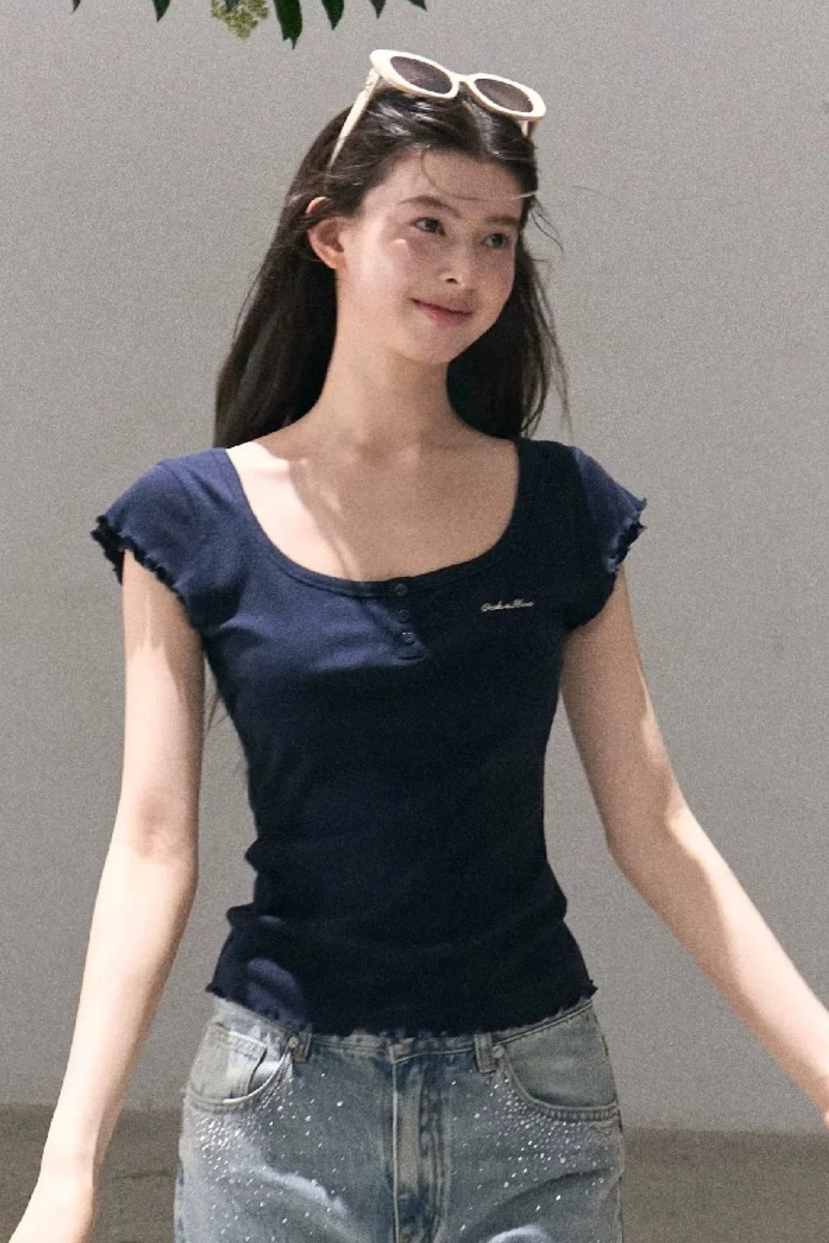 Lyocell Wool Embroidered Top