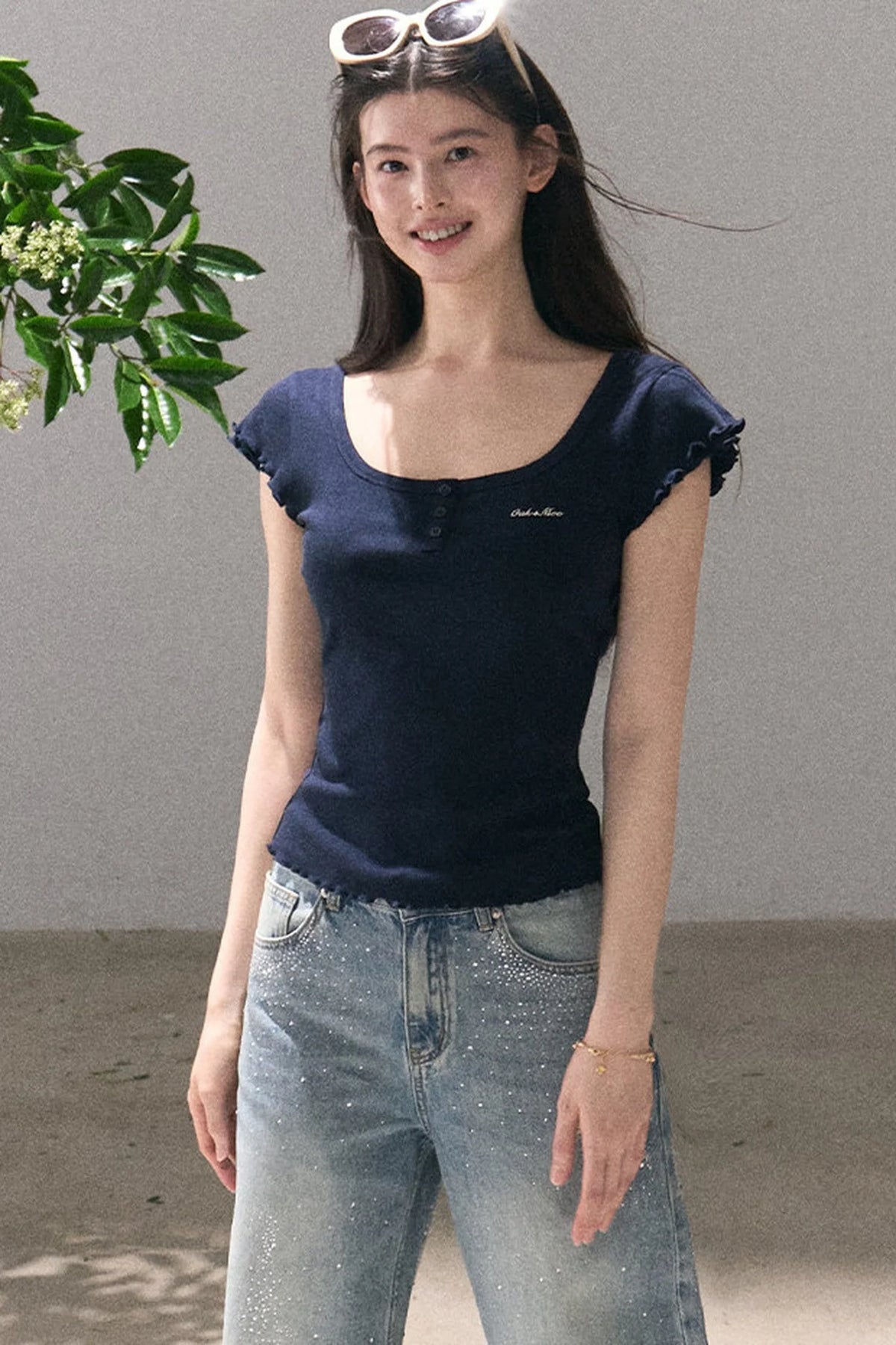 Lyocell Wool Embroidered Top