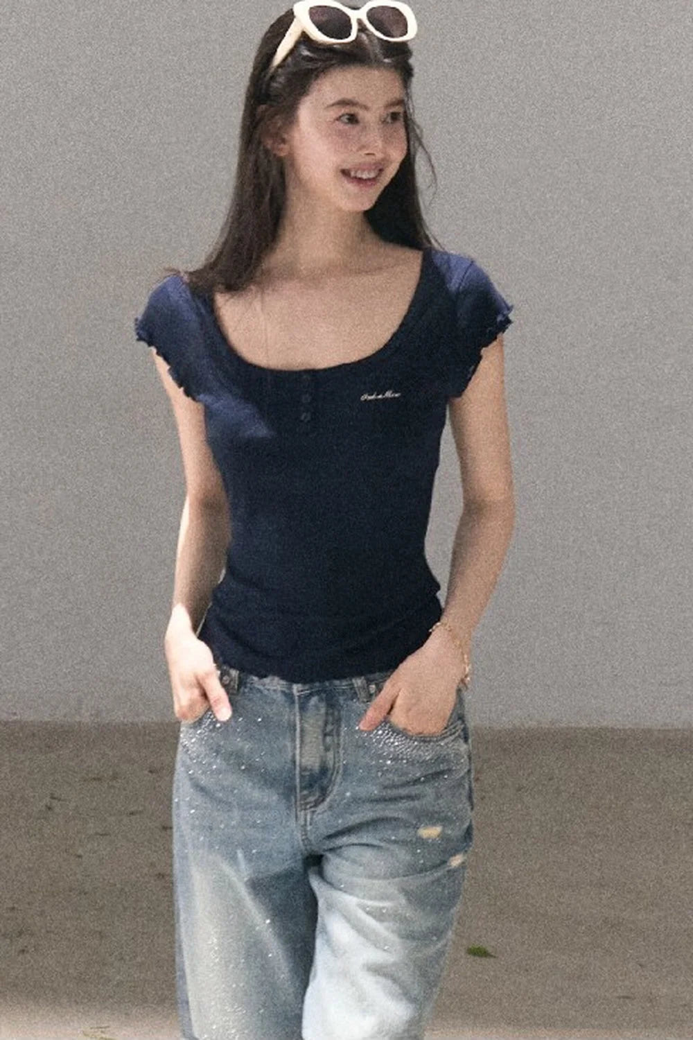 Lyocell Wool Embroidered Top