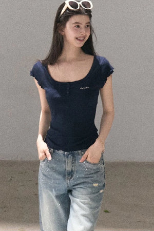 Lyocell Wool Embroidered Top