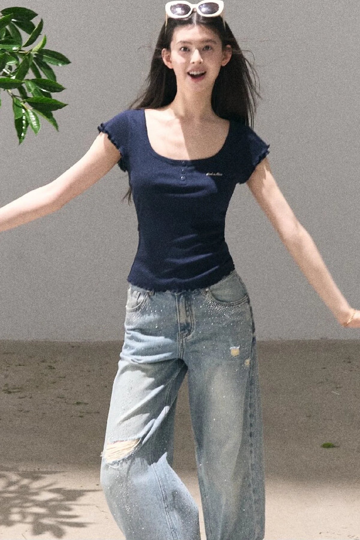 Lyocell Wool Embroidered Top