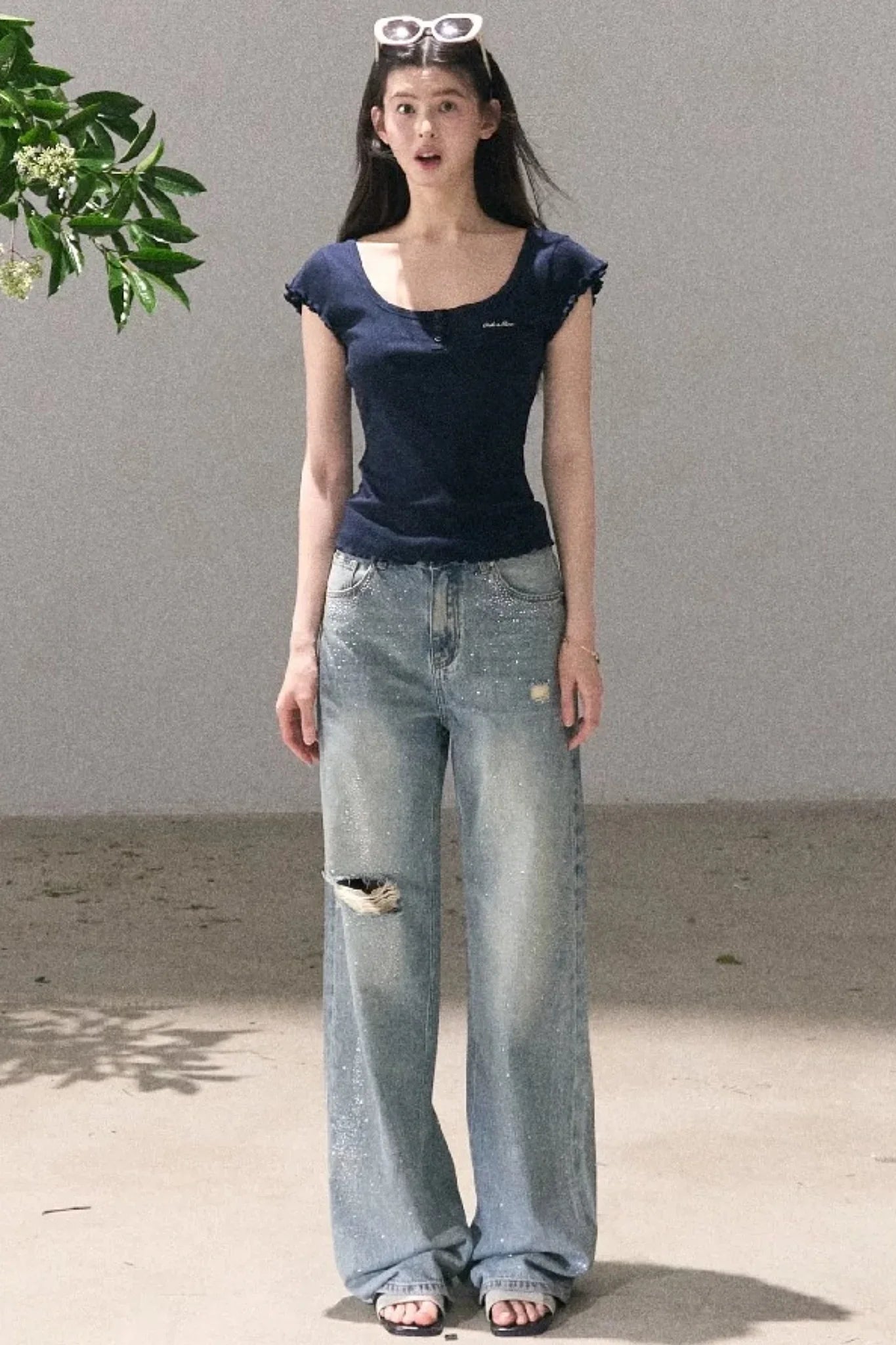 Lyocell Wool Embroidered Top