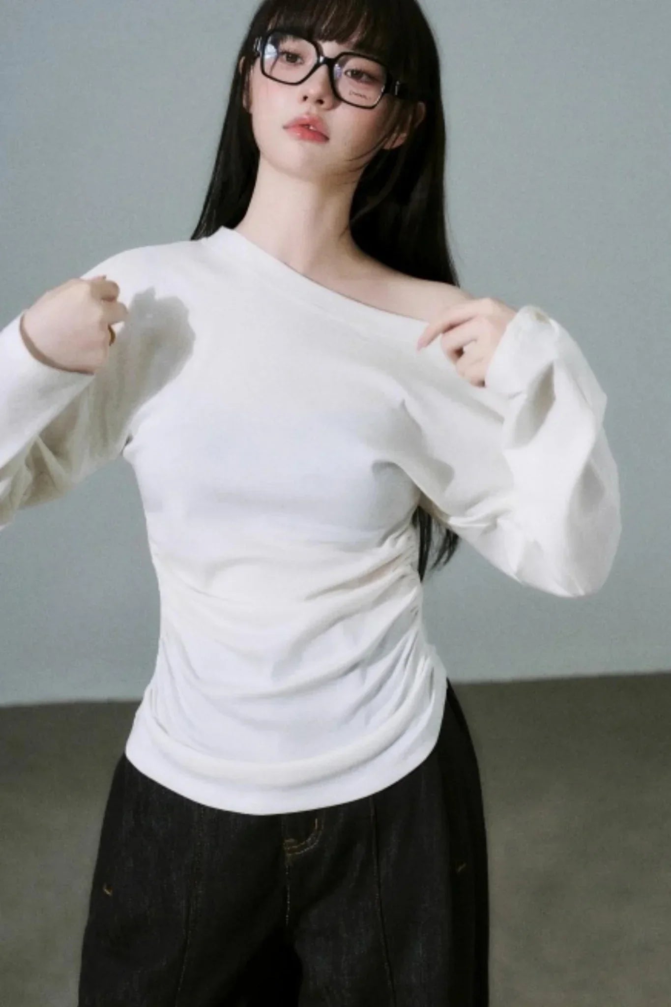 Lyocell Wool Off-Shoulder Top