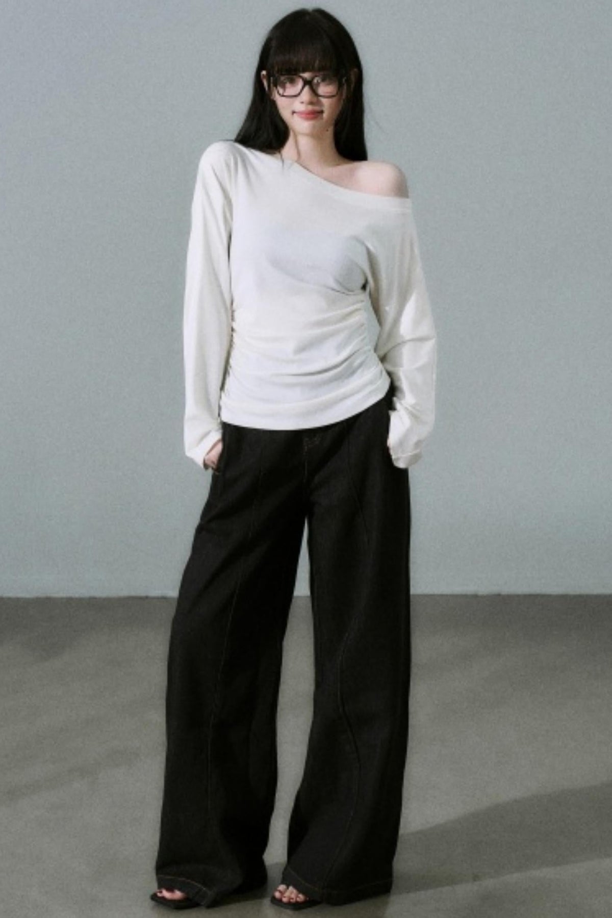 Lyocell Wool Off-Shoulder Top