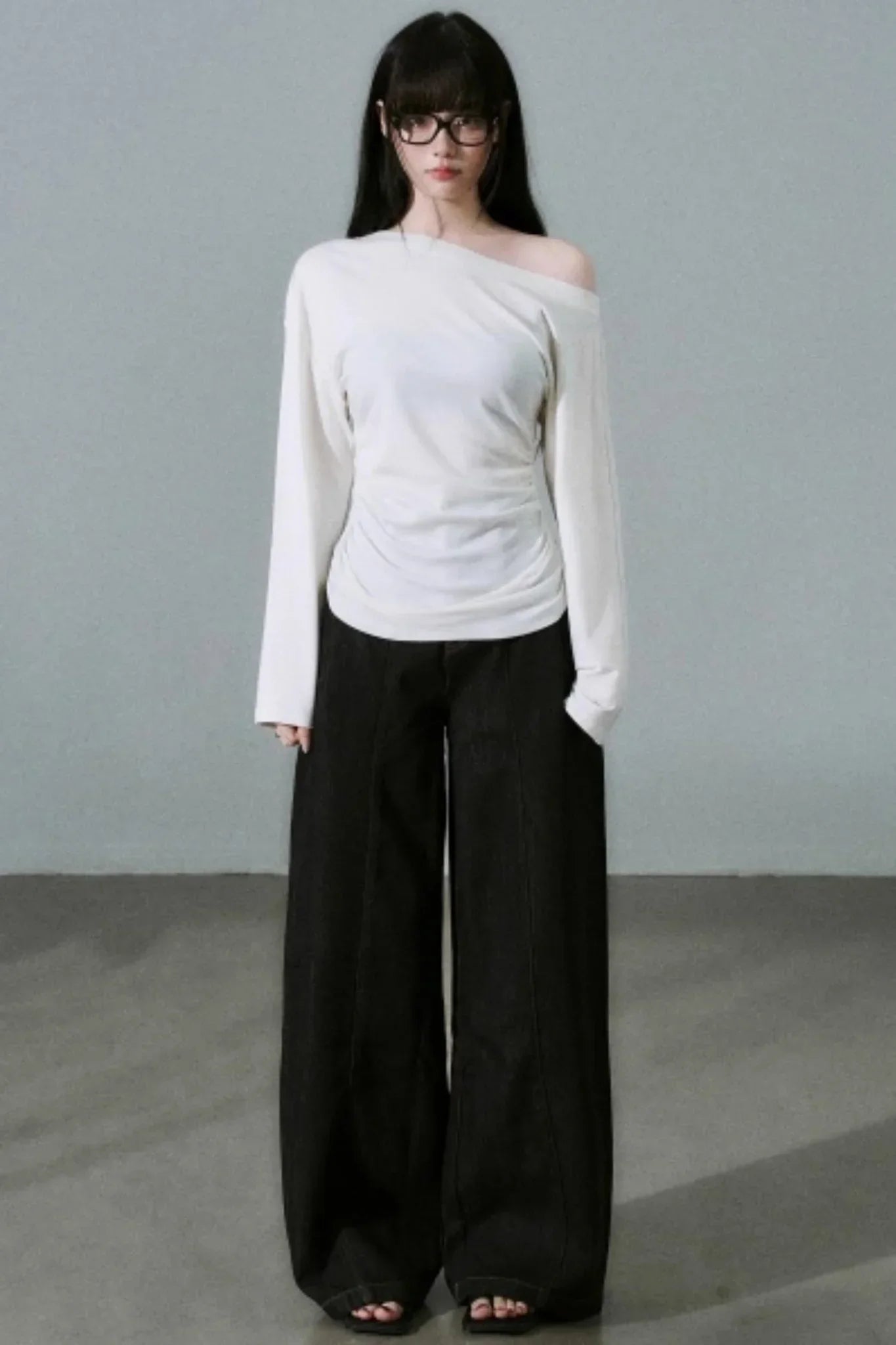 Lyocell Wool Off-Shoulder Top