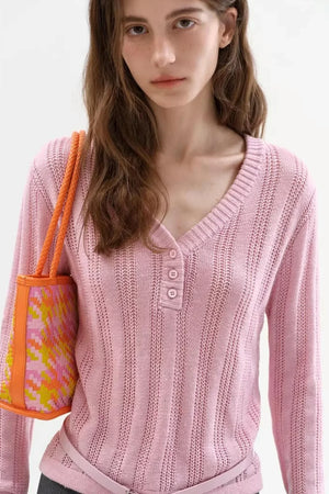 Macaron Color Knit Top